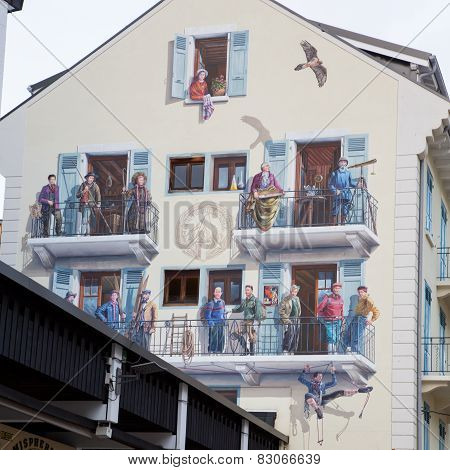 Wall painting in Chamonix, French Alps
