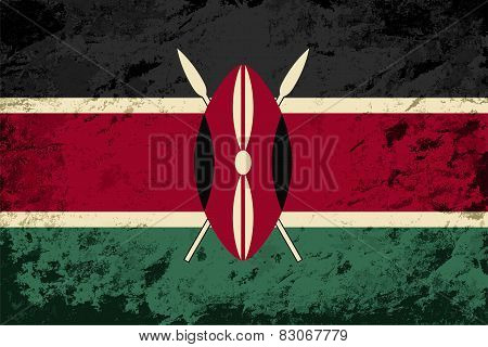 Kenyan flag. Grunge background. Vector illustration