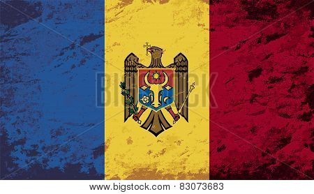 Moldovan flag. Grunge background. Vector illustration