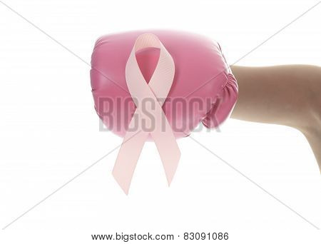 Hand Make Pink Ribbon for Breast Cancer symbol on white backgrou