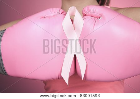 Fight for Breast Cancer symbol on pink background