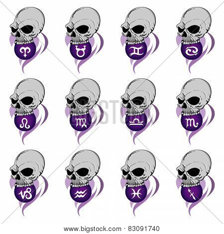 Purple Zodiac Skulls