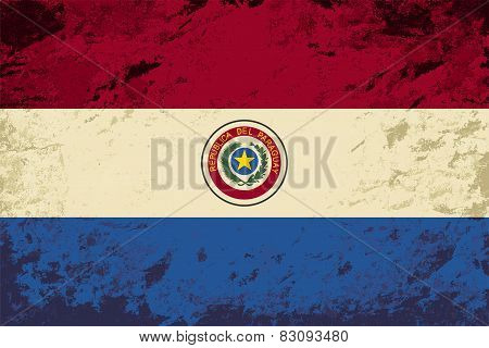 Paraguayan flag. Grunge background. Vector illustration