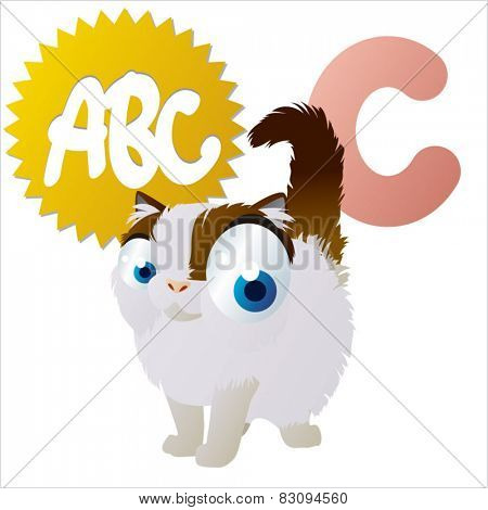 isolated vector cartoon cute comic animal abc: C is for Cat