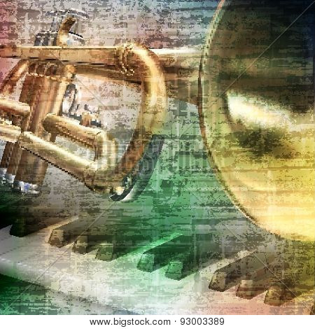 Abstract Grunge Background With Trumpet
