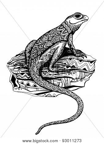 Ornate lizard with ethnic pattern
