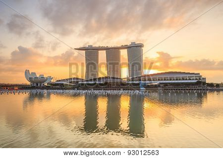 Sunrise In The Morning At Singapore Marina Bay