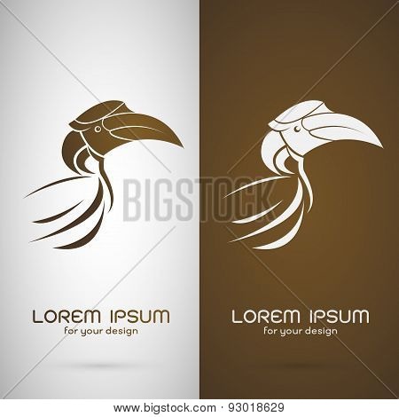 Vector Image Of An Hornbill Design On White Background And Brown Background, Logo, Symbol