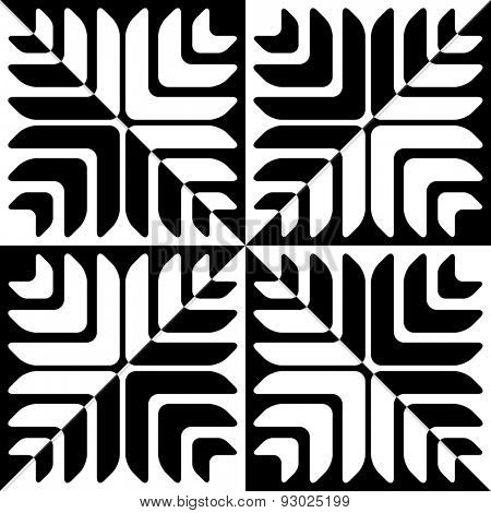Seamless Star Pattern. Vector Black and White Background. Regular Texture