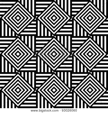 Seamless Square Pattern. Black and White Regular Texture
