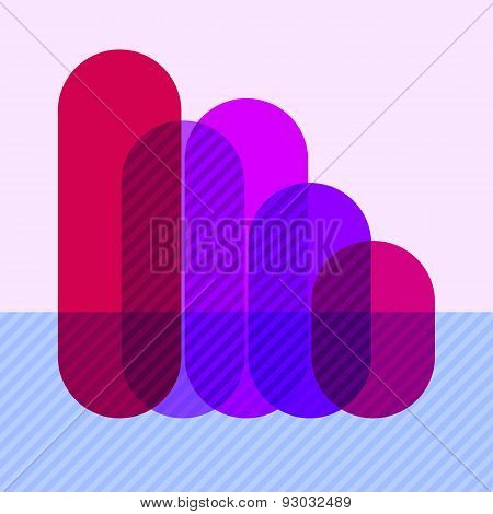 Infographics with falling purple overlapping bars