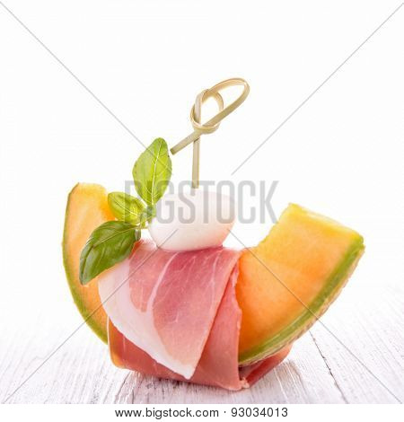 melon,proscuitto and mozzarella