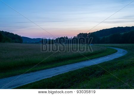 Sunset over rural Road