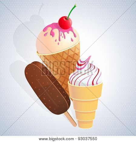 Vector illustration with ice cream