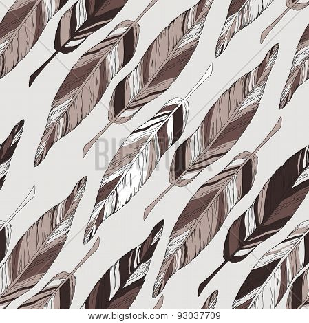 Seamless vector pattern with feathers