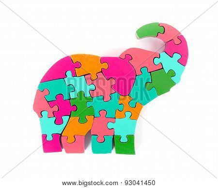 Colorful Puzzle Pieces In Elephant Shape