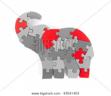 Colorful Puzzle Pieces In Elephant Shape