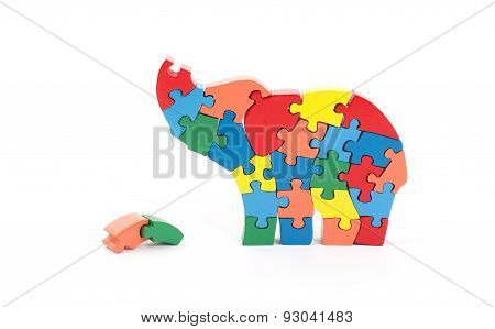 Colorful Puzzle Pieces In Elephant Shape