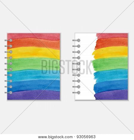 Notebook cover design with rainbow