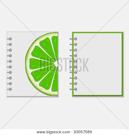 Notebook cover design with bright lime