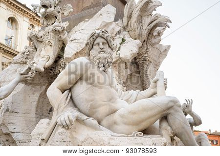 Statue In Navona Square