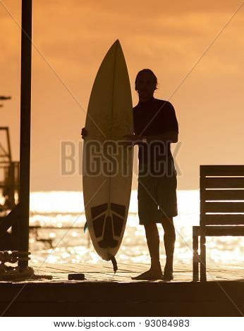 Surfer  At Sunset Tme