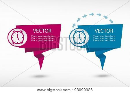 Alarm Clock On Origami Paper Speech Bubble Or Web Banner, Prints