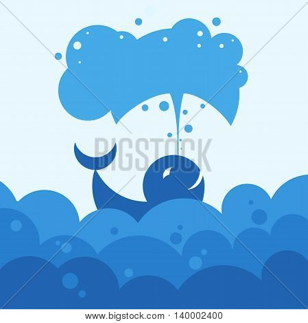 whale produces a jet of air, vector illustration