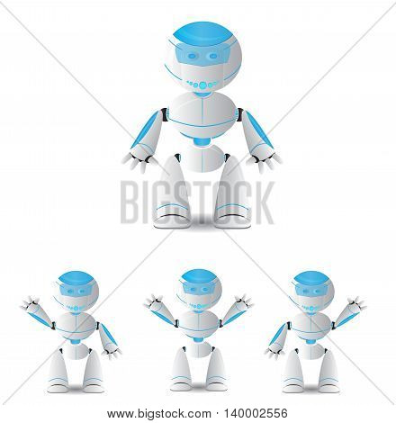 cute cartoon robot set isolated on white