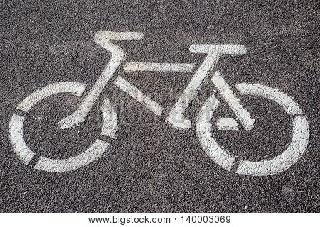 Prohibitory sign of a bicycle on a bicycle asphalt path