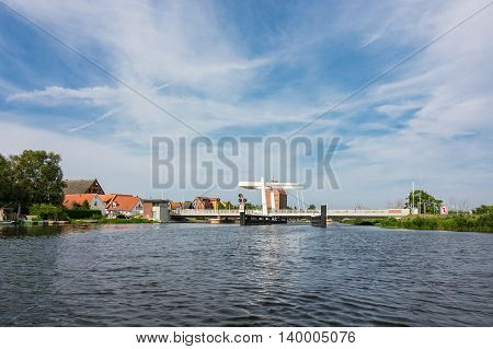 View over the river Peene to Loitz (Germany).