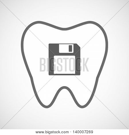 Isolated Line Art Tooth Icon With A Floppy Disk