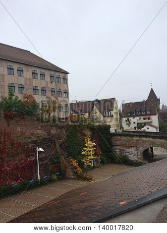 Germany, October 18, 2015, Nuremberg, Bavaria - Architecture details for city buildings in a day of fall