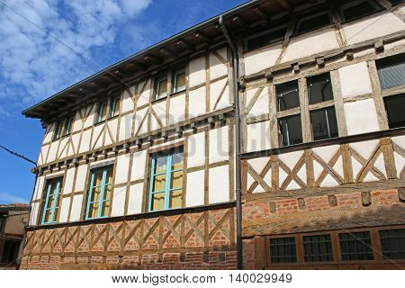 Houses on a street in Chatillon-sur-Chalaronne in France