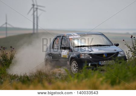 TULCEA, ROMANIA - JUNE 11: Danube Delta Rally special trial windfarm on June 11, 2016 in Tulcea, Romania