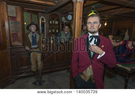 MADRID,SPAIN-MARCH 2016:Leonardo di Caprio wax figure in Madame Tussauds 
Museum
