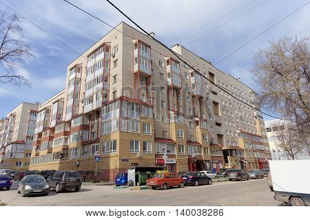 Nizhny Novgorod Russia. - April 26.2016. Residential brick multi-storey building the street Izhora 11