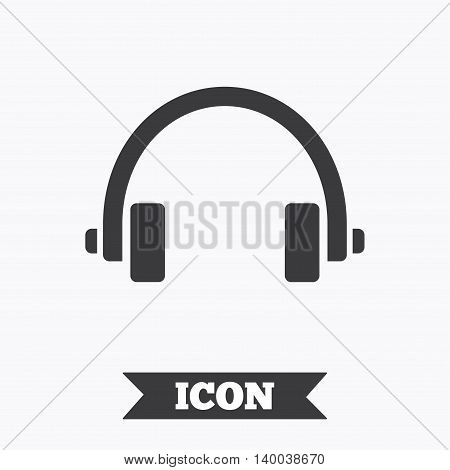 Headphones sign icon. Earphones button. Graphic design element. Flat headphones symbol on white background. Vector