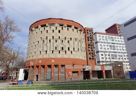 Nizhny Novgorod Russia. - April 26.2016. Abandoned unfinished building multi-level car park on the street Izhora