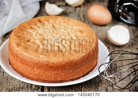 Italian sponge cake Pan di Spagna selective focus