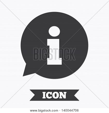 Information sign icon. Info speech bubble symbol. Graphic design element. Flat information symbol on white background. Vector
