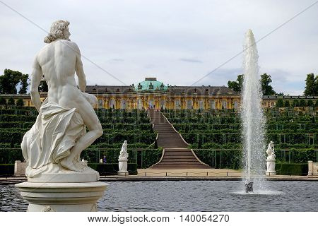 Potsdam, Germany, July 12, 2016: The castle Sanssoucis in Potsdam, Germany.