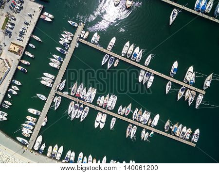 Top view of Boats in Procida, Italy