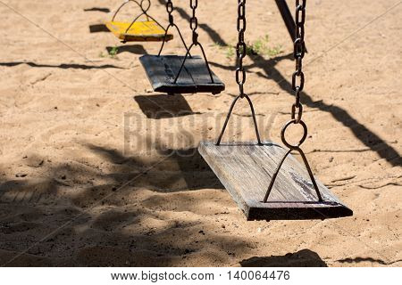 Baby swings in park playground, kid, chain