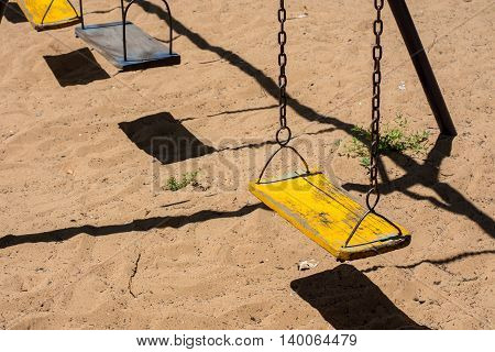 Baby swings in park playground, kid, chain