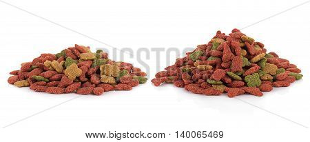 Closeup dog food isolated on white background