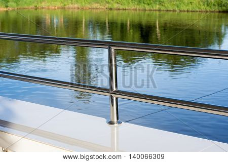 Stainless steel railing modern, closeup, iron, pipe