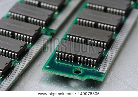 closeup SIMM 72-pin RAM, the computer parts