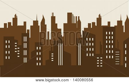 Brown backgrounds building silhouette collection stock illustration