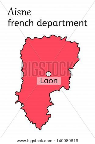 Aisne french department map on white background